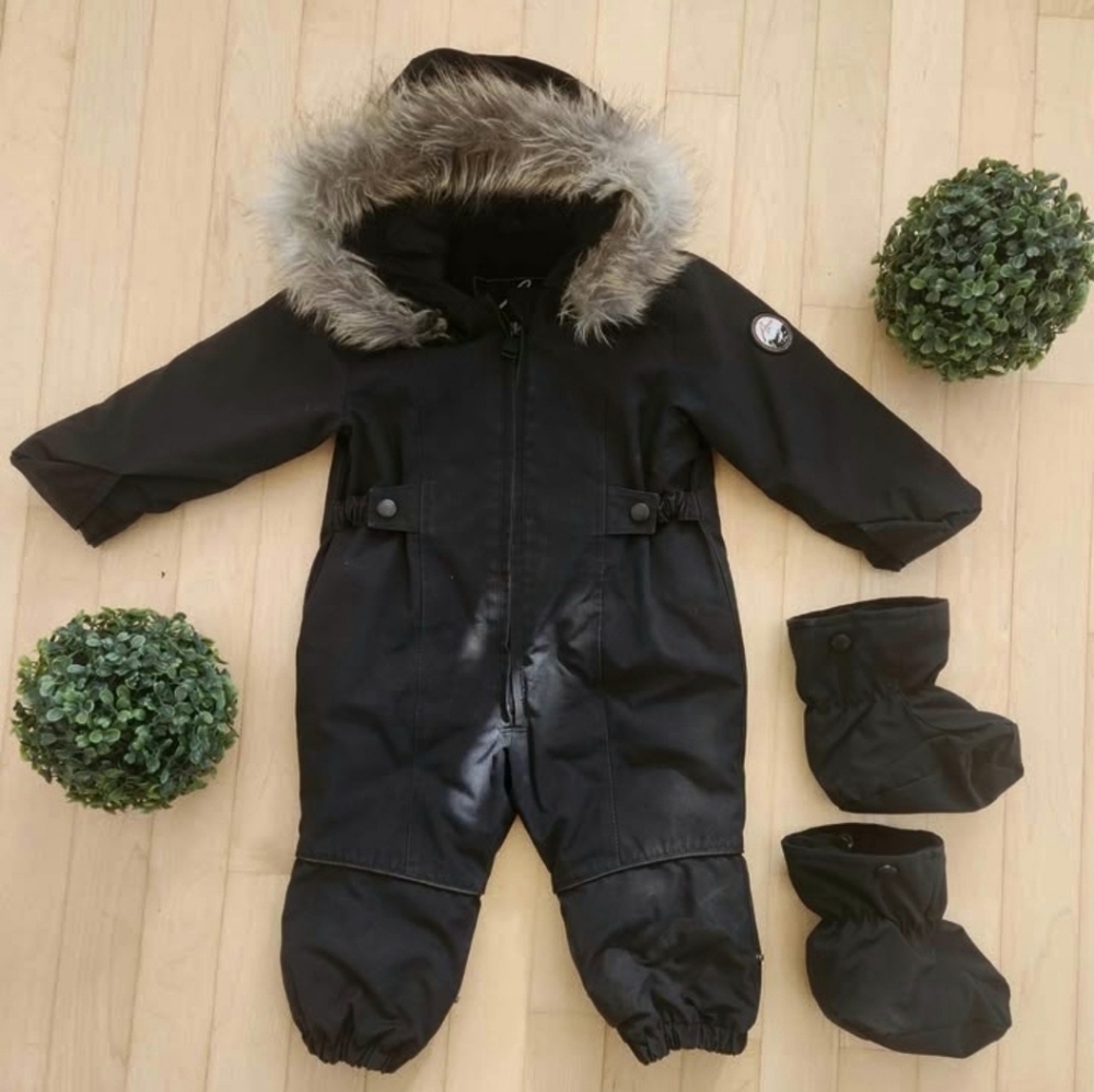 Black Snowsuit with Faux Fur Trim 18 Month Baby